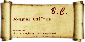 Bonyhai Círus névjegykártya